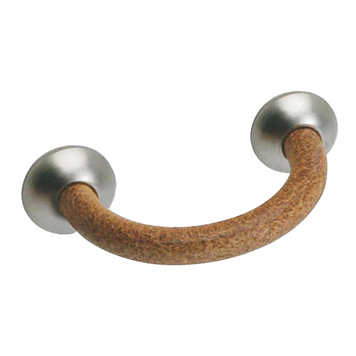 Satin chrome and leather cabinet handle Handles Inc