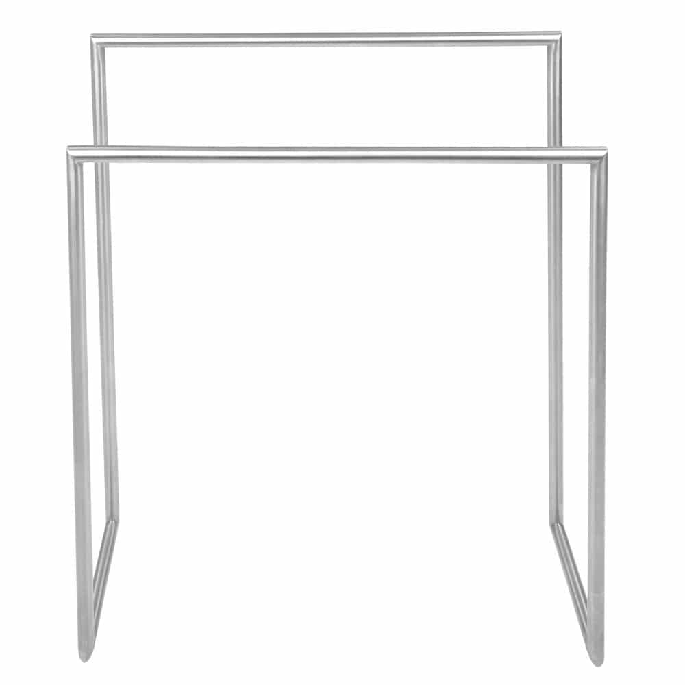 Brushed stainless steel freestanding double towel rail Handles Inc