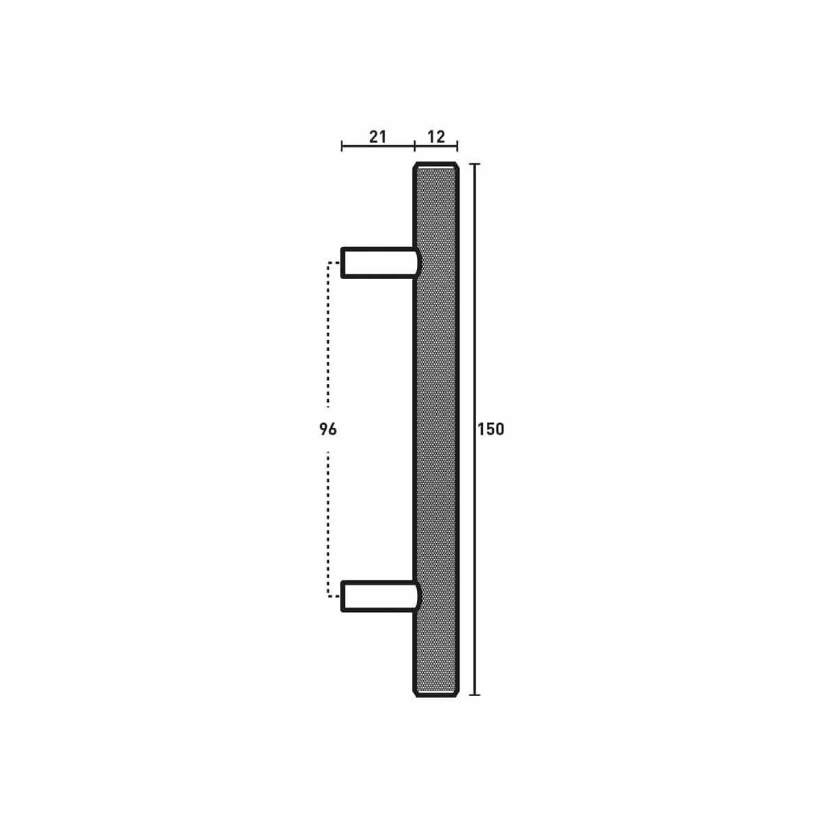 KNURLED T HANDLE BLACK 96MM