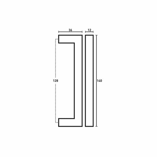 SQUARE MITRED HANDLE BLACK 128MM