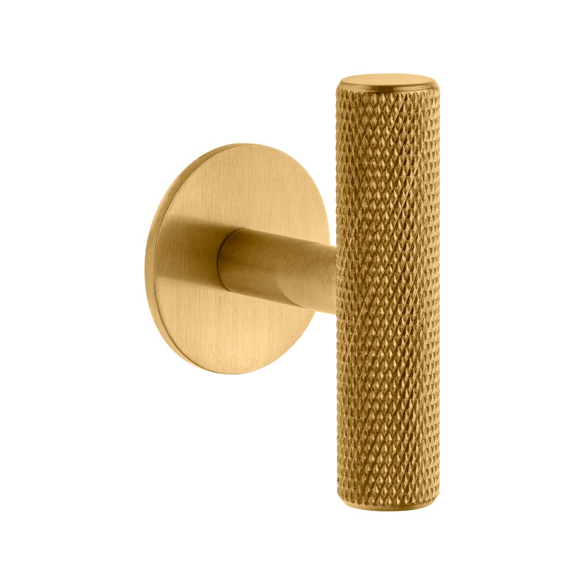KNURLED T KNOB ON 28MM DIAMETER PLATE BRASS