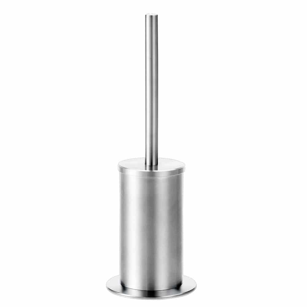 Brushed stainless steel round freestanding toilet brush handles inc