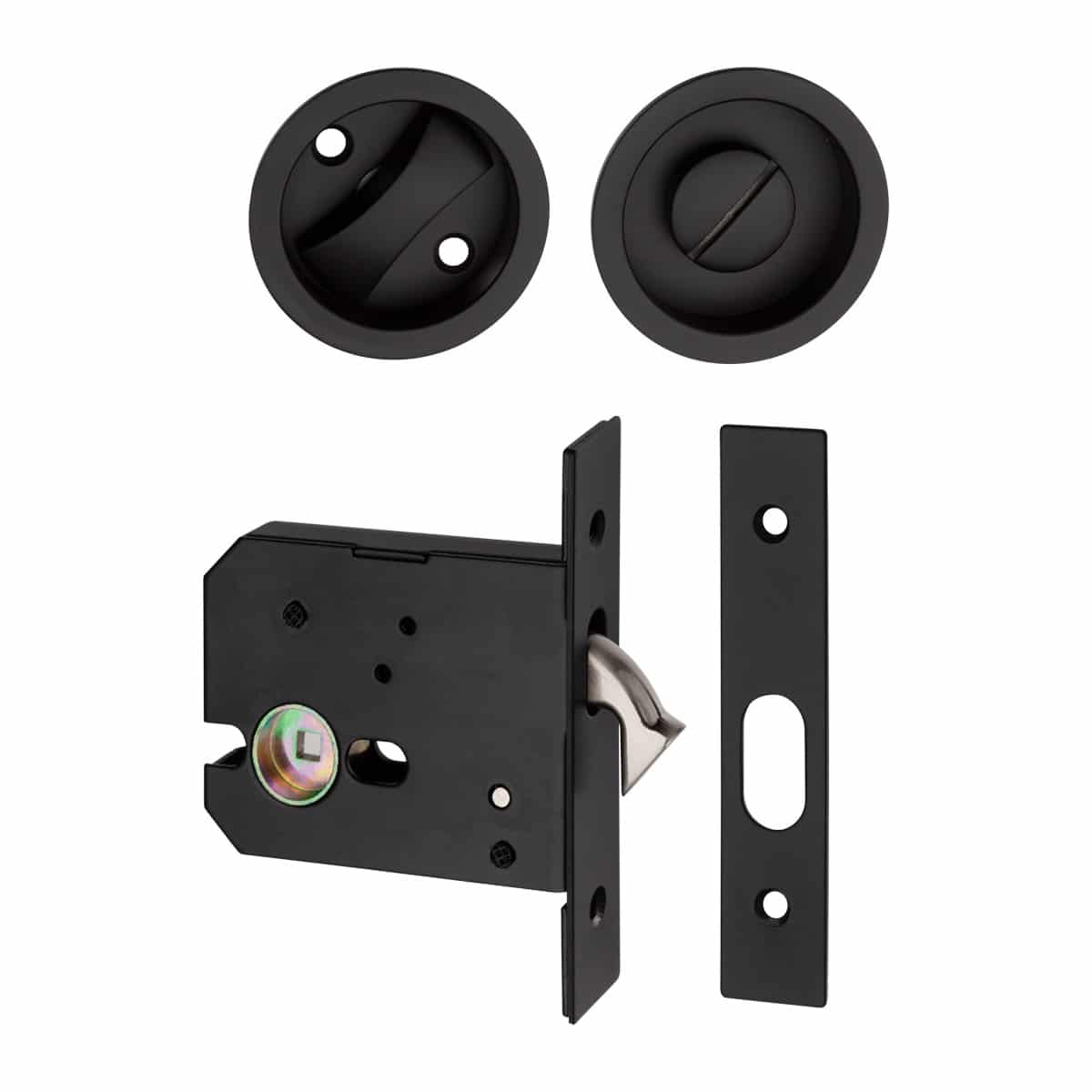 black stainless steel sliding door lock round