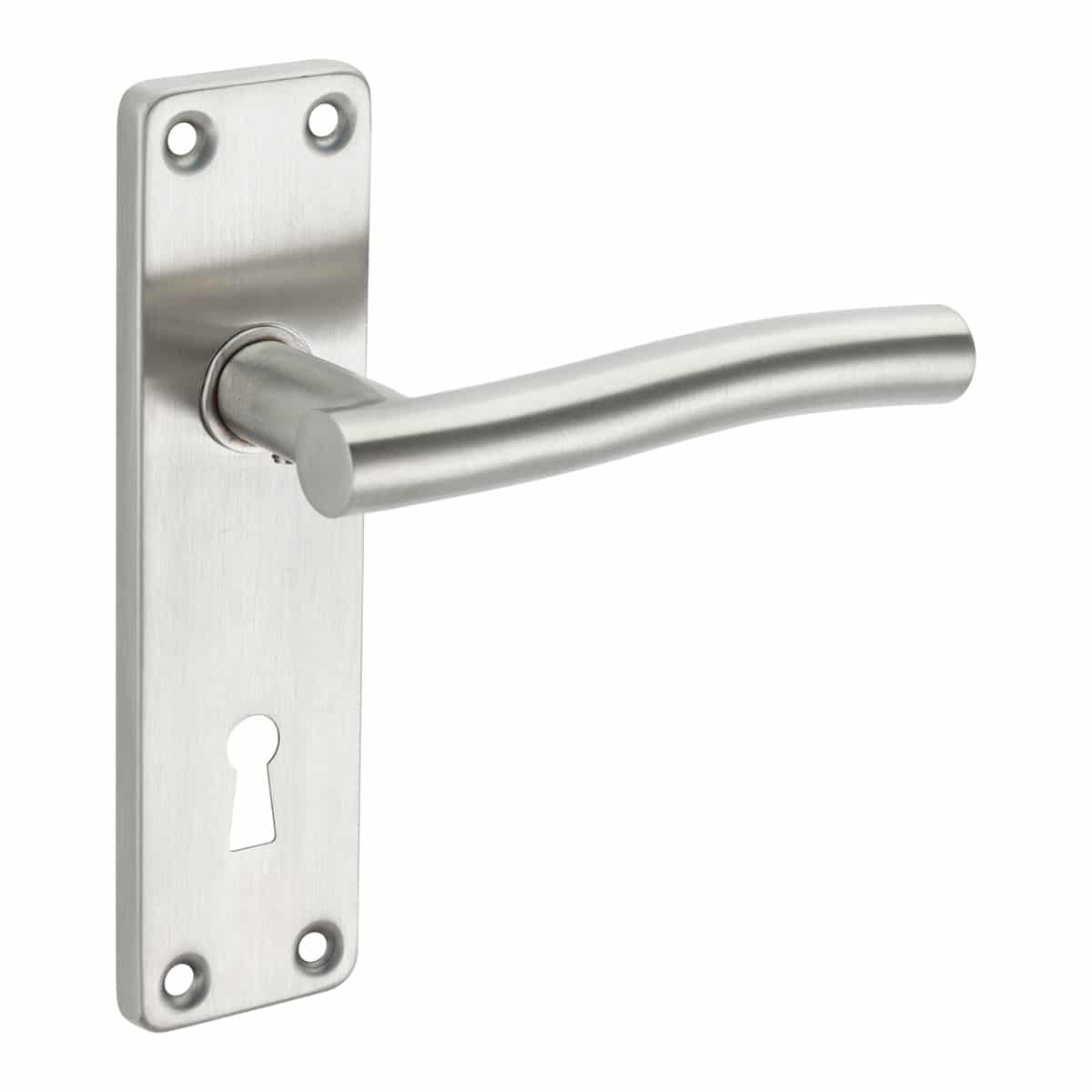 brushed stainless steel lever handles on backplate handles inc