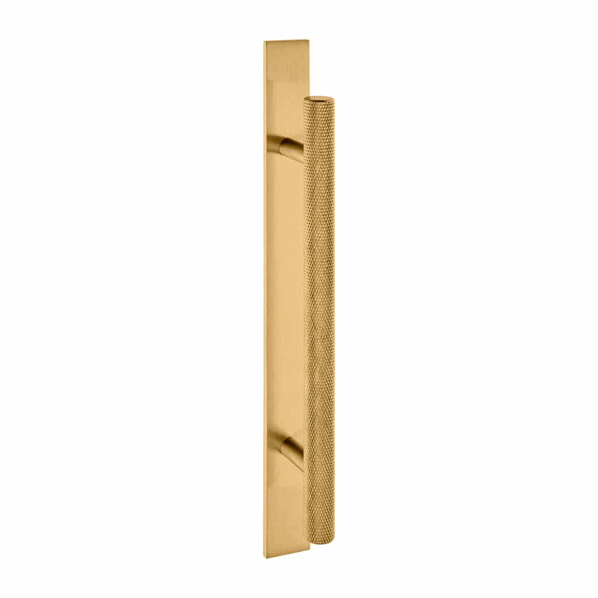 128MM KNURLED T HANDLE ON 220X20MM PLATE BRASS