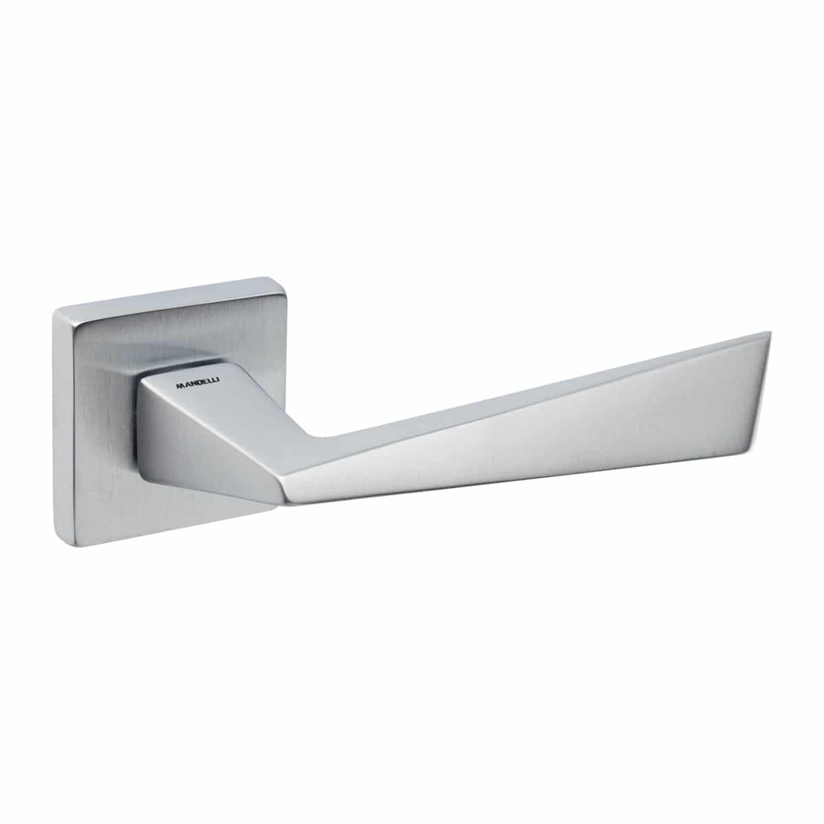 satin chrome lever handle on square rose mandelli