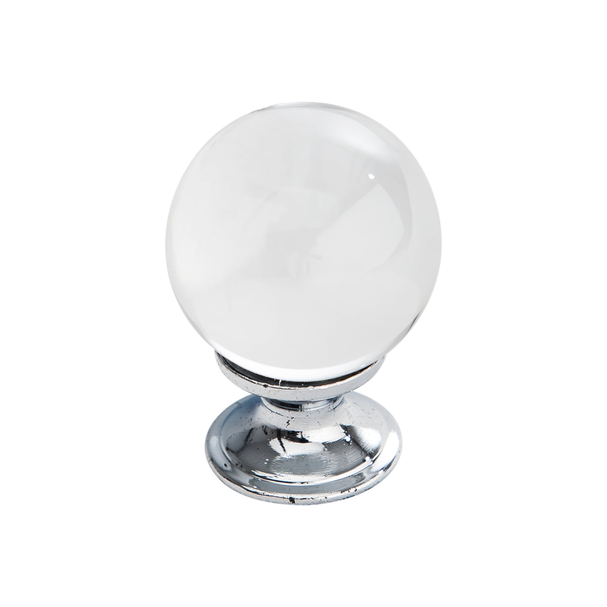 GLASS KNOB ROUND CLEAR CHROME LARGE