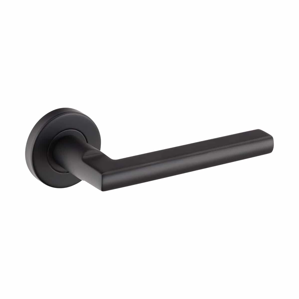 PELLO LEVER ON ROUND ROSE BLACK WITH ESCUTCHEONS