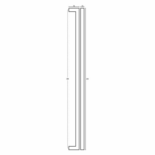 SQUARE MITRED HANDLE BLACK 480MM