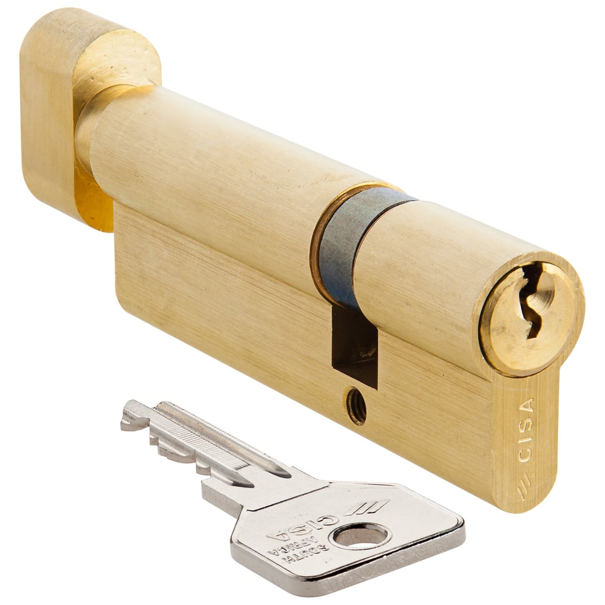 brass offset knob cylinder cisa