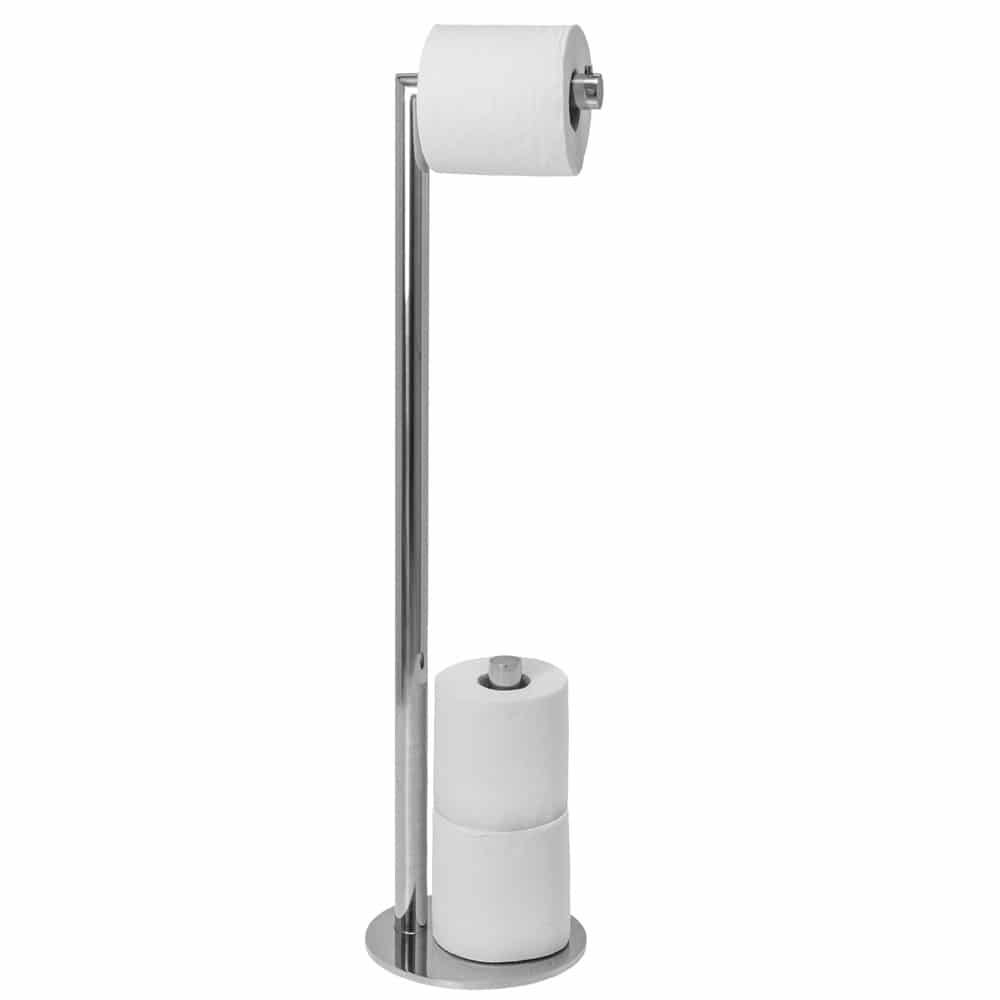 Polished stainless steel freestanding spare toilet roll holder Handles Inc