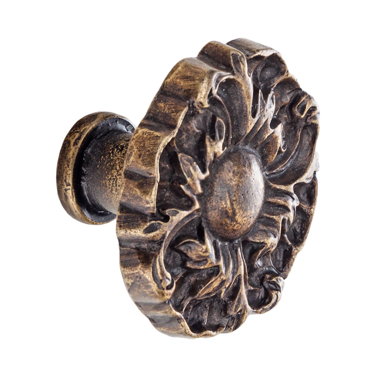 FLORAL KNOB ANTIQUE BRASS