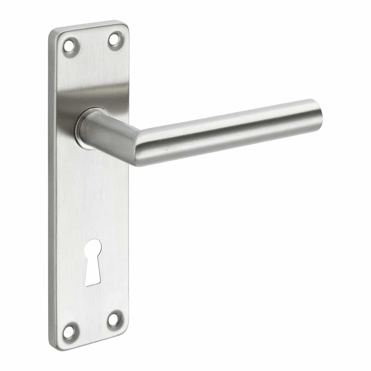 brushed stainless steel lever handles on backplate handles inc