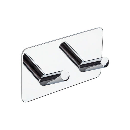 DOUBLE HOOK SQUARE SELF ADHESIVE Polished STAINLESS STEEL