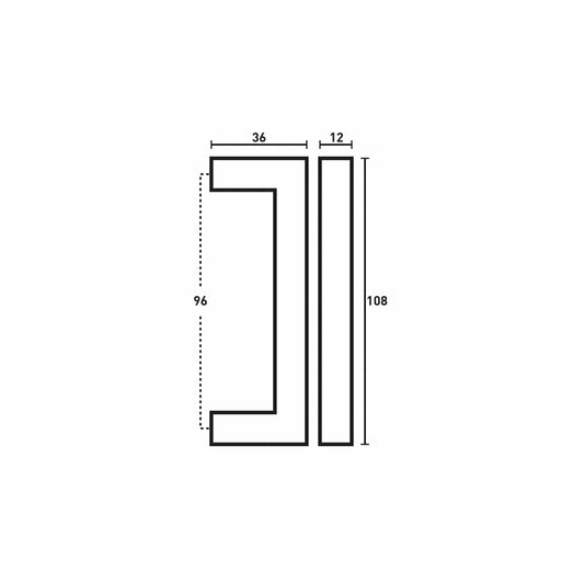 SQUARE MITRED HANDLE BLACK 96MM