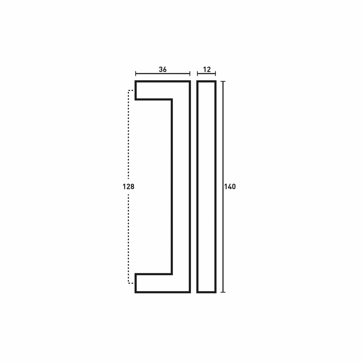 SQUARE MITRED HANDLE BLACK 128MM