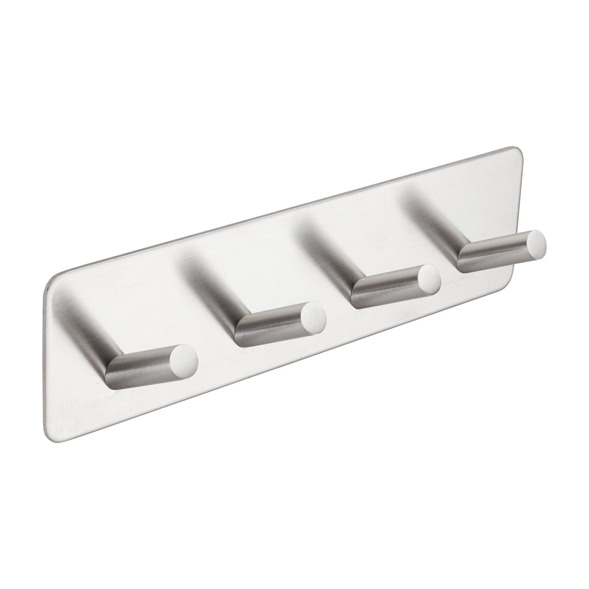 QUAD HOOK SQUARE SELF ADHESIVE BRUSHED STAINLESS STEEL