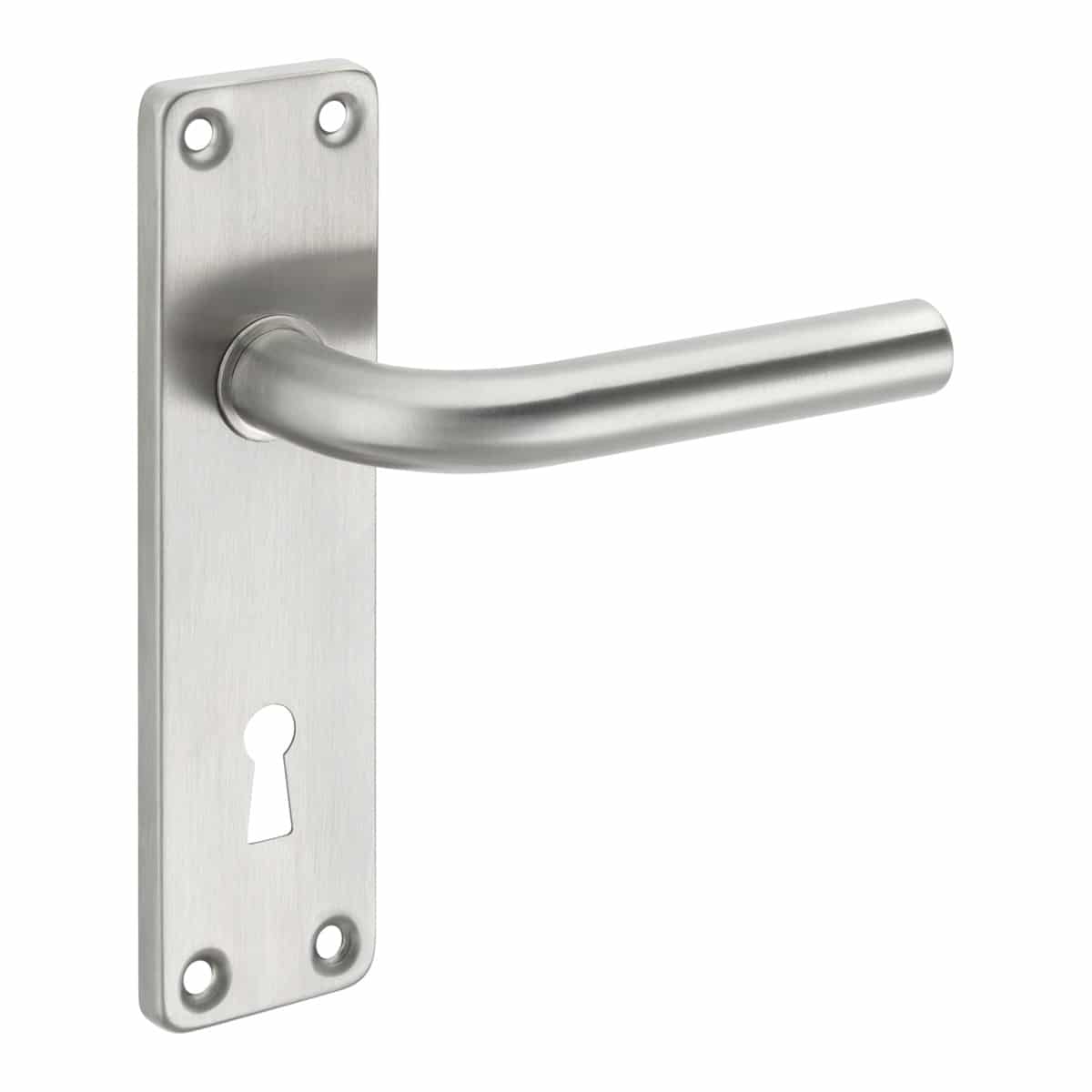 brushed stainless steel lever handles on backplate handles inc