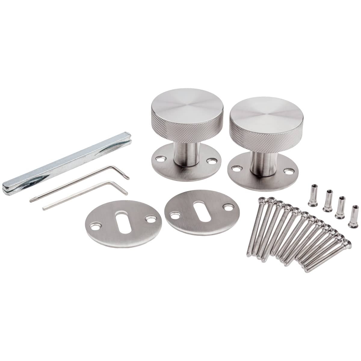 brushed stainless steel knurled door knob handles inc