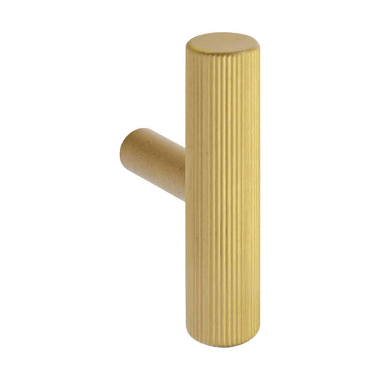 LINED T KNOB SATIN BRASS 12x50mm