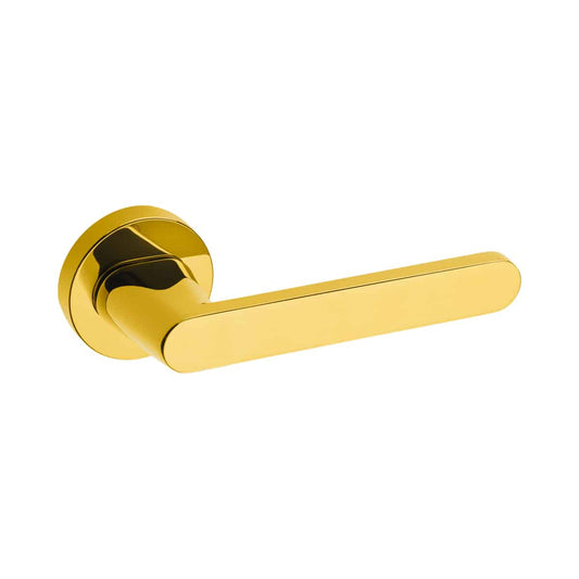 LUSTRO DOOR HANDLE BRASS PVD ROUND ROSE INCLUDING ESCUTCHEONS