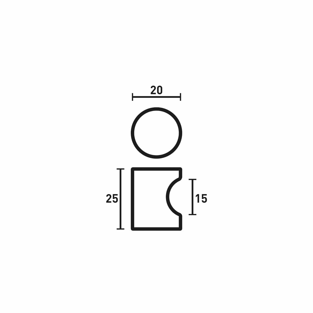 KR KNOB BLACK 20MM