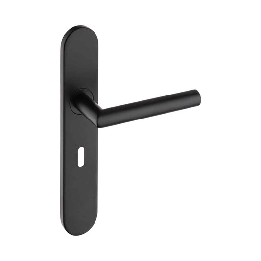 OULU LEVER ON RND PLATE KEY57MM MB