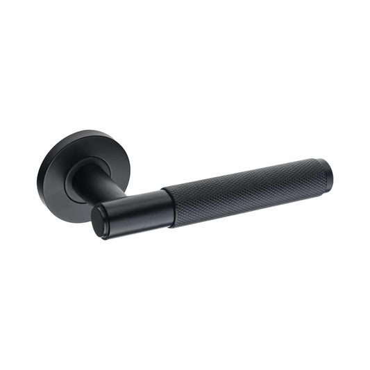 HEX KNURLED LEVER ON ROUND ROSE BLACK INCLUDING ESCUTCHEONS