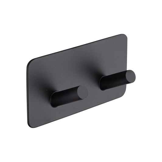 DOUBLE HOOK SQUARE SELF ADHESIVE BLK