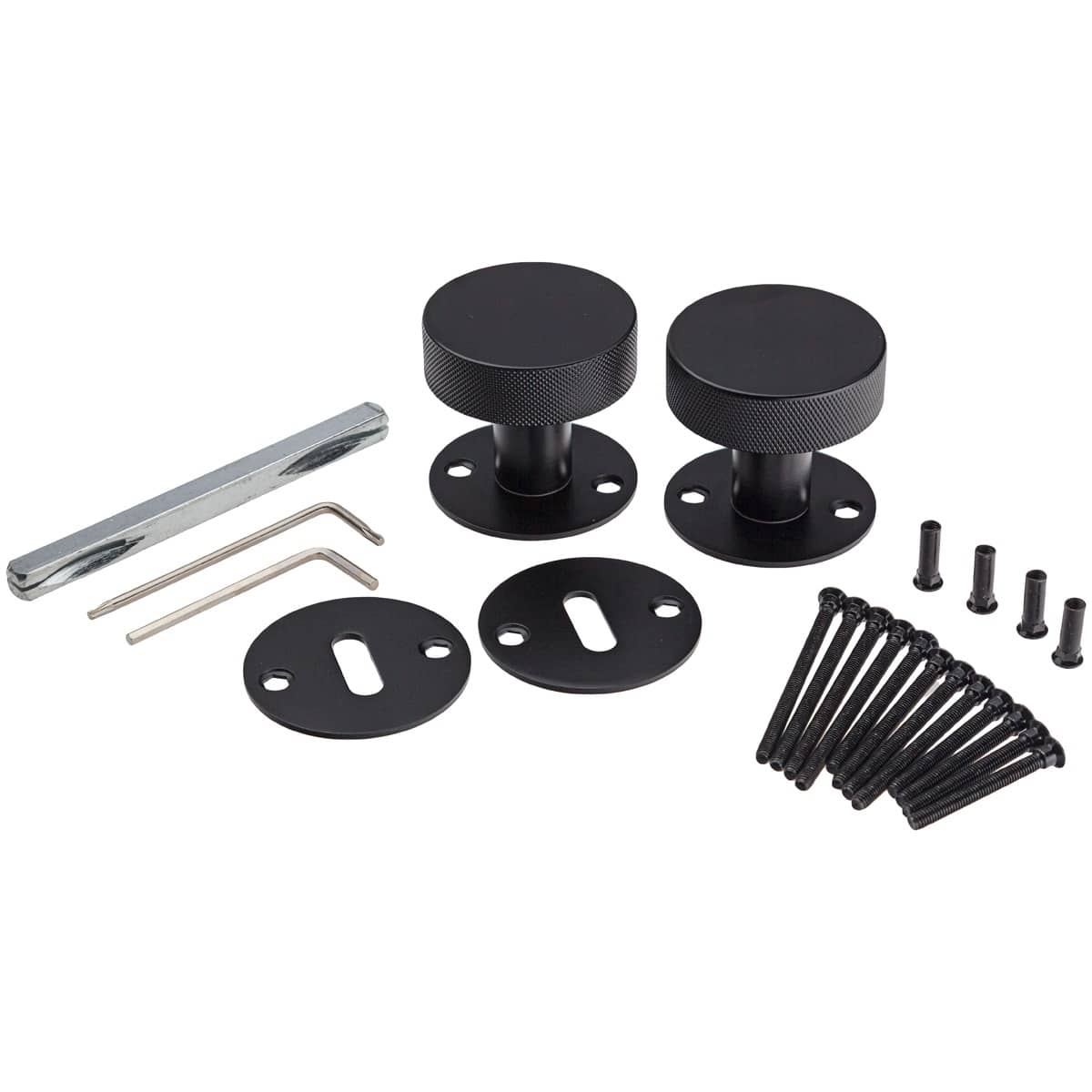 black knurled door knob handles inc