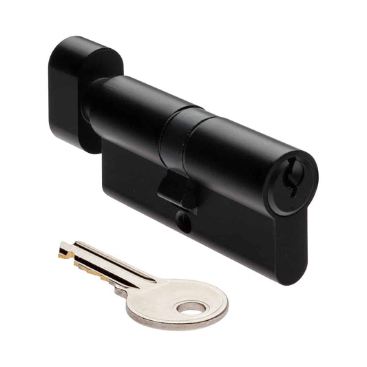 EURO KNOB CYLINDER MATT BLACK 65MM (STANDARD SIZE)