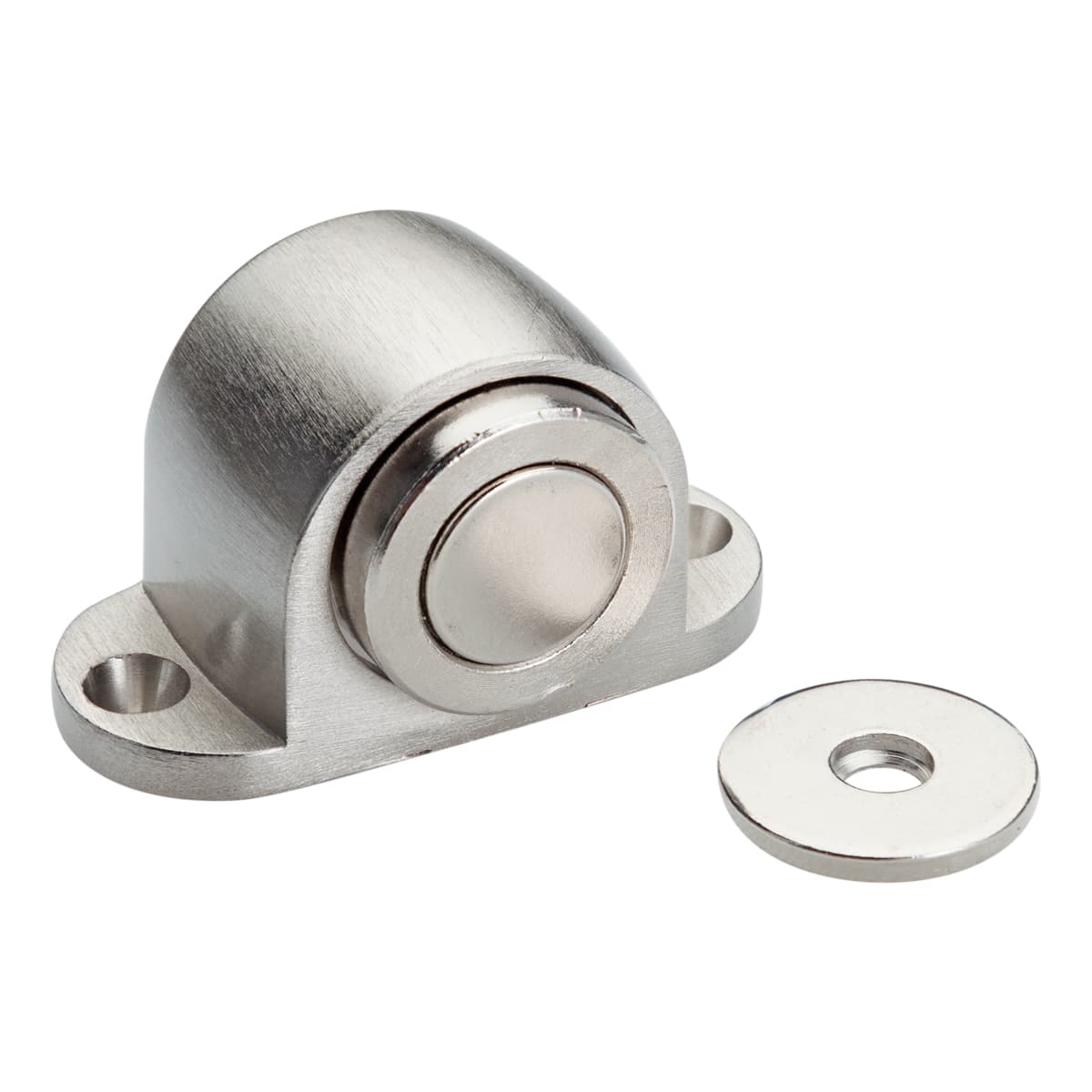 Satin nickel floor mounted doorstop Handles Inc