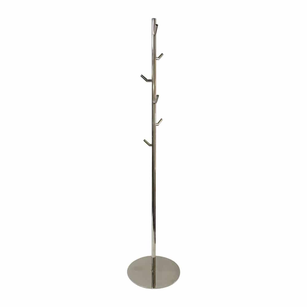Polished stainless steel coat and hat stand Handles Inc