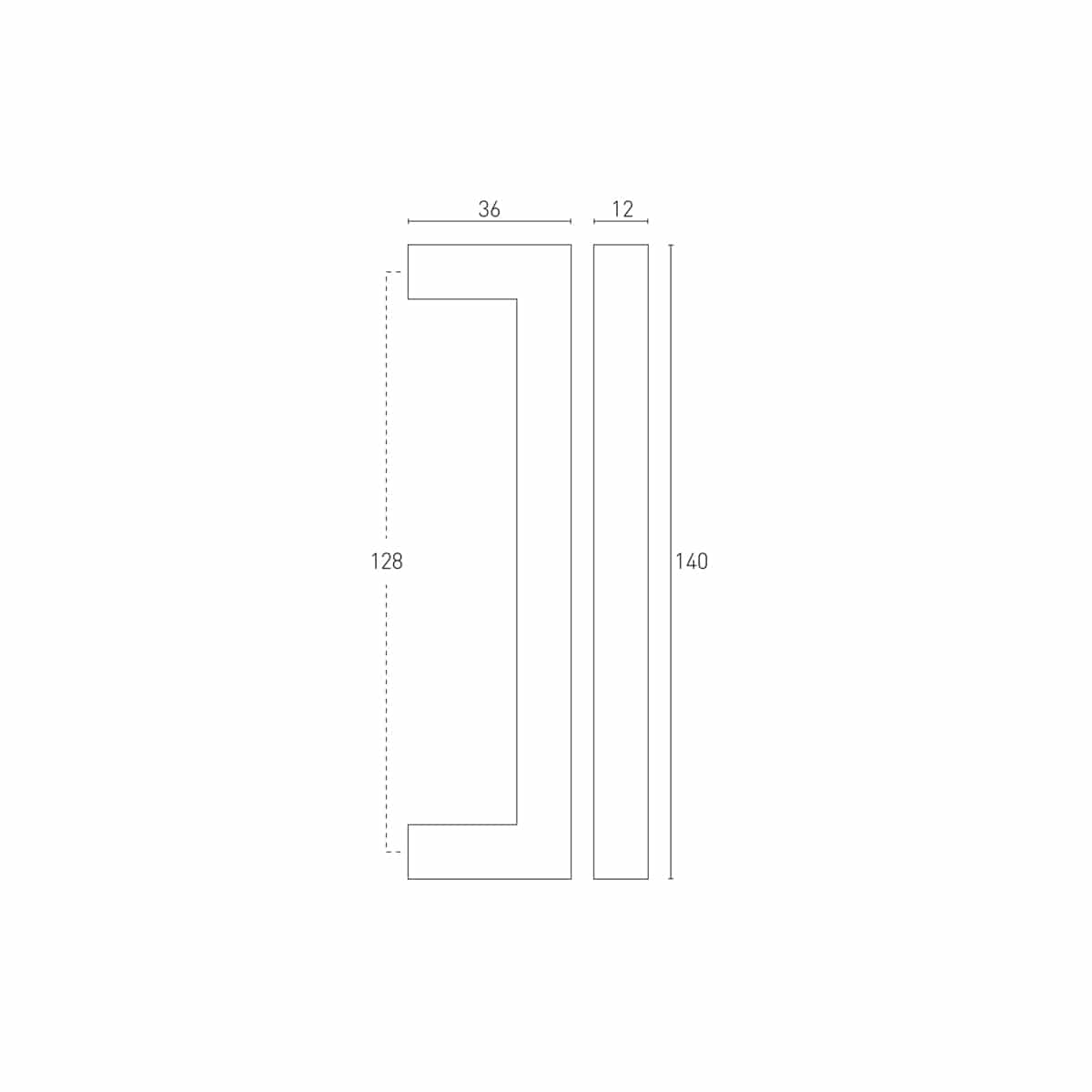 SQUARE HANDLE BLACK 128MM