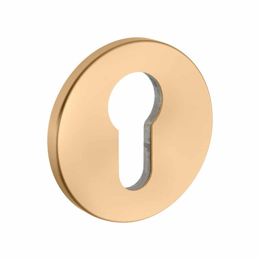 SATIN BRASS LEVER ON ROUND ROSE
