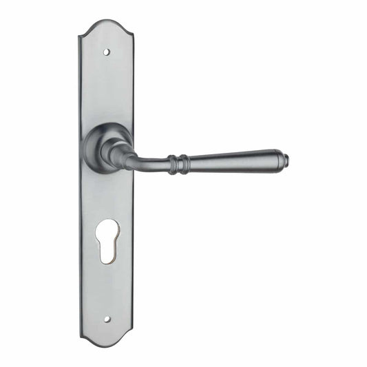 satin chrome lever handle on backplate handles inc