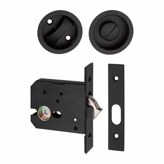 black stainless steel sliding door lock round