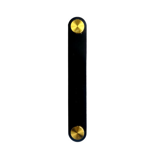 LEATHER PULL HANDLE 128MM MATT BLK