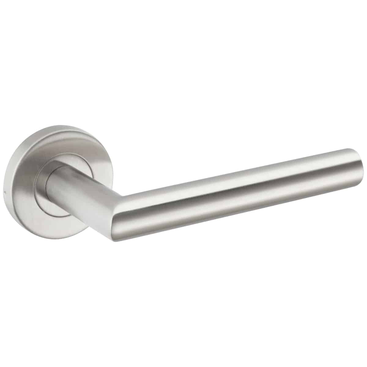 OULU LEVER ON ROUND ROSE STAINLESS STEEL INCLUDING ESCUTCHEONS