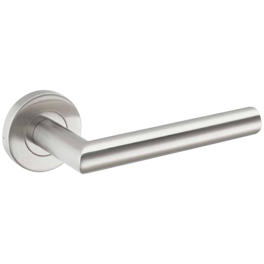 OULU LEVER ON ROUND ROSE STAINLESS STEEL INCLUDING ESCUTCHEONS
