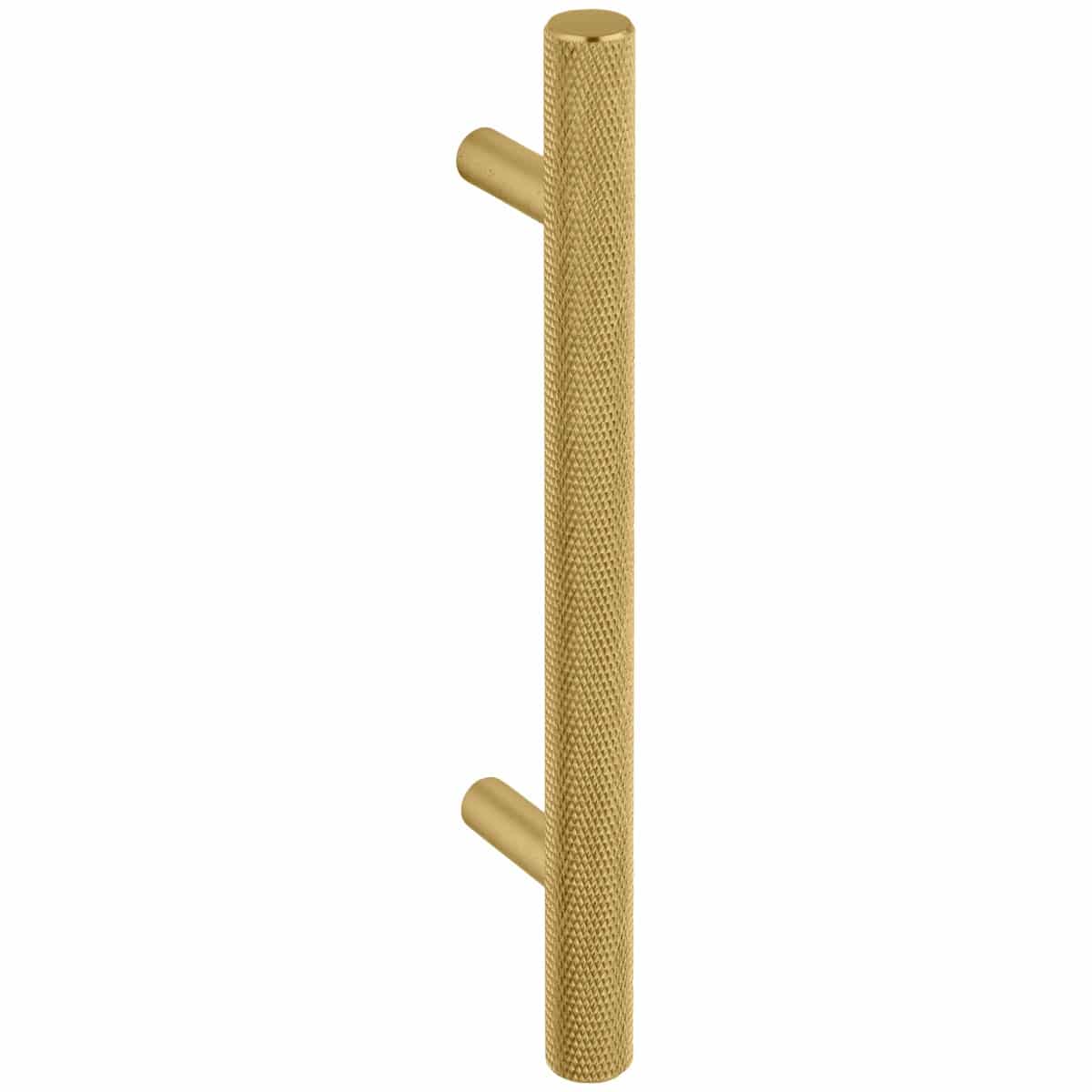 satin brass knurled t handle handles inc