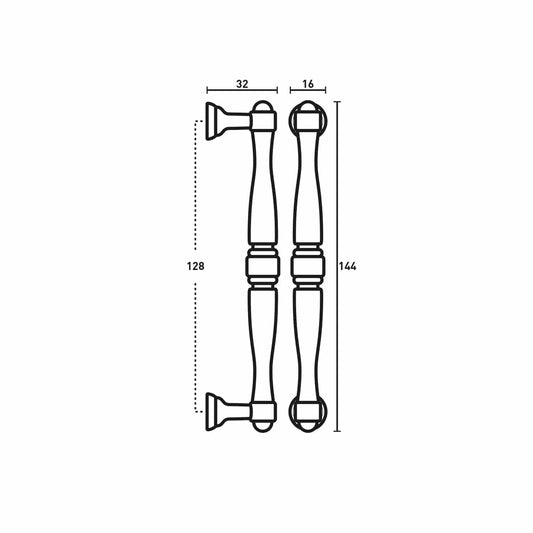 ROUND HANDLE ANTIQUE SILVER 128MM
