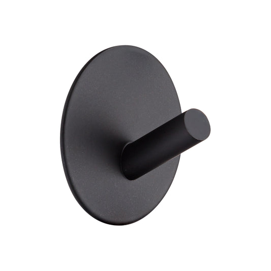 SINGLE HOOK ROUND SELF ADHESIVE BLK