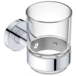 GLASS TUMBLER + HOLDER CHROME