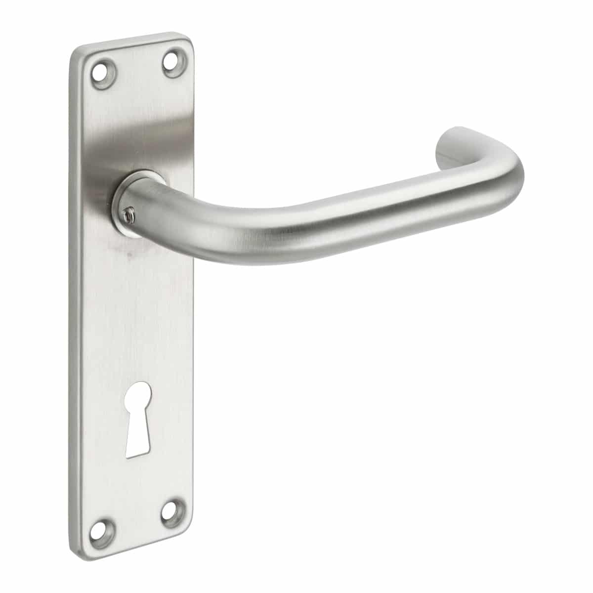 brushed stainless steel lever handles on backplate handles inc