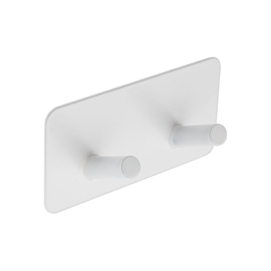 DOUBLE HOOK SQUARE SELF ADHESIVE WHITE