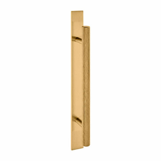 128MM KNURLED T HANDLE ON 220X20MM PLATE BRASS