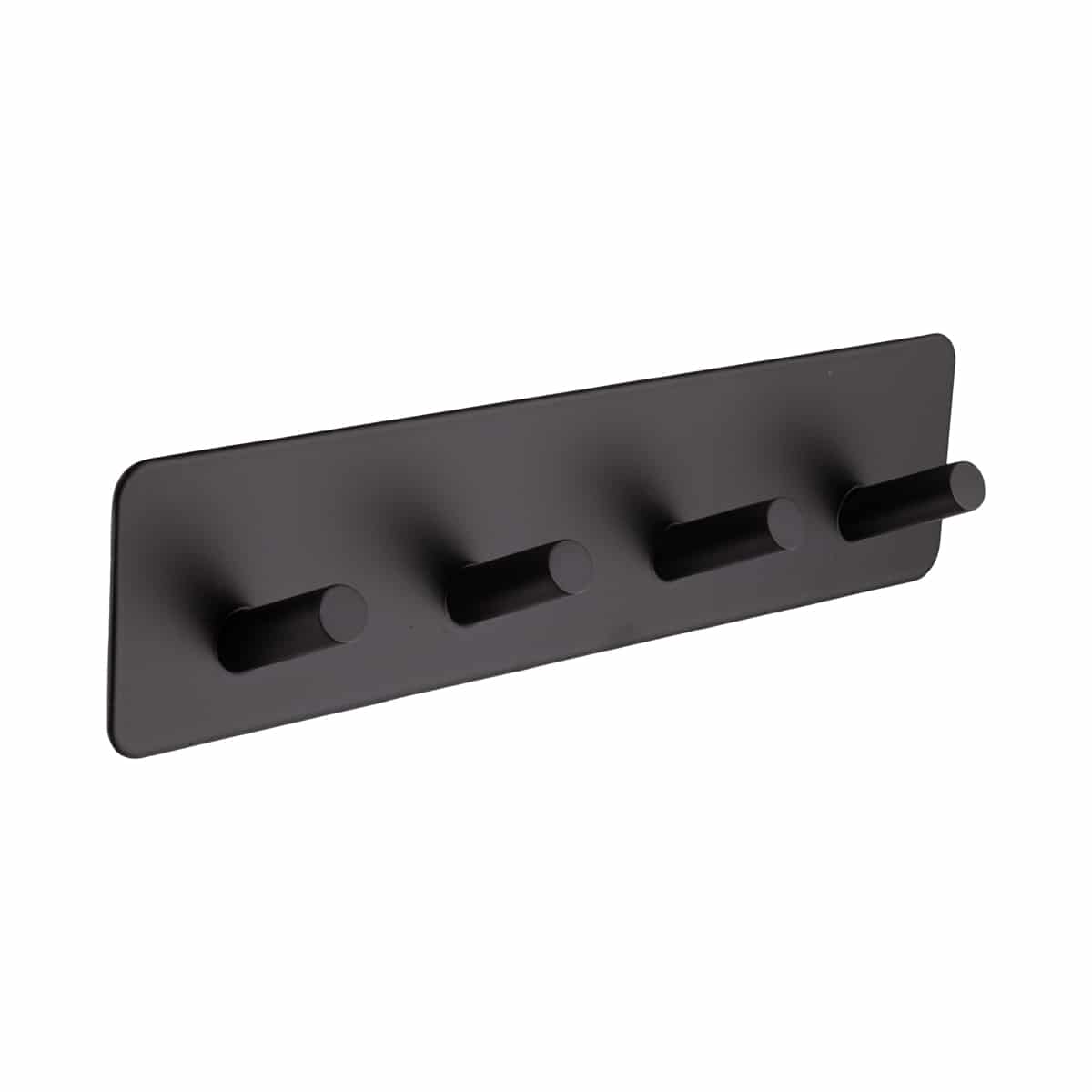 QUAD HOOK SQUARE SELF ADHESIVE BLK