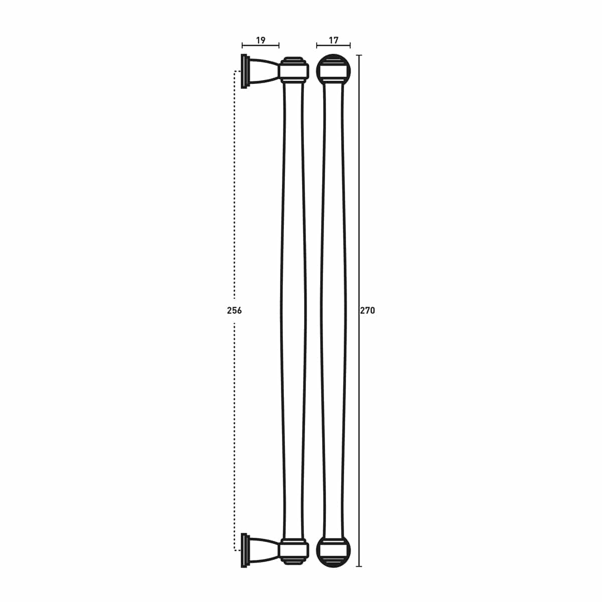 ROUND HANDLE ANTIQUE BRASS 256MM