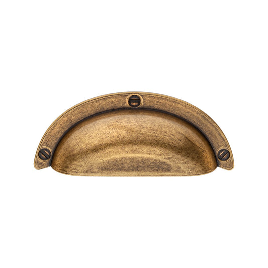 DECORATIVE SCREWS CUP HANDLE ANTIQUE BRASS 65MM
